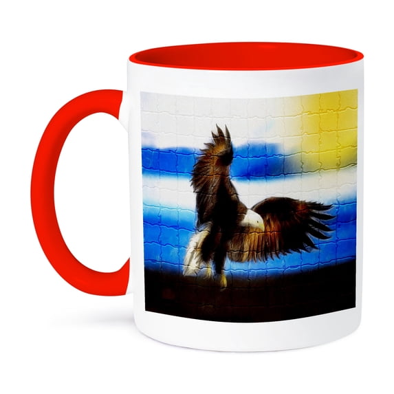 3dRose, The Hunter Eagle Swoops In For His Pray , 11oz Two-Tone Red Mug