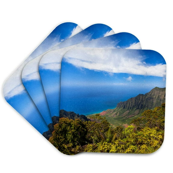 3drose, the Kalalau Valley Overlook on the Hawaiian Island of Kauai, Set of 4 Coasters - Soft