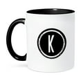 thumbnail image 1 of 3dRose, The letter K monogram, Black letter K on white background, 11oz Two-Tone Black Mug, 1 of 7
