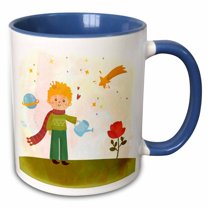 3drose, the Little Prince - Boy Watering Flowers Watercolor Illustration, 15oz Two-tone Blue Mug