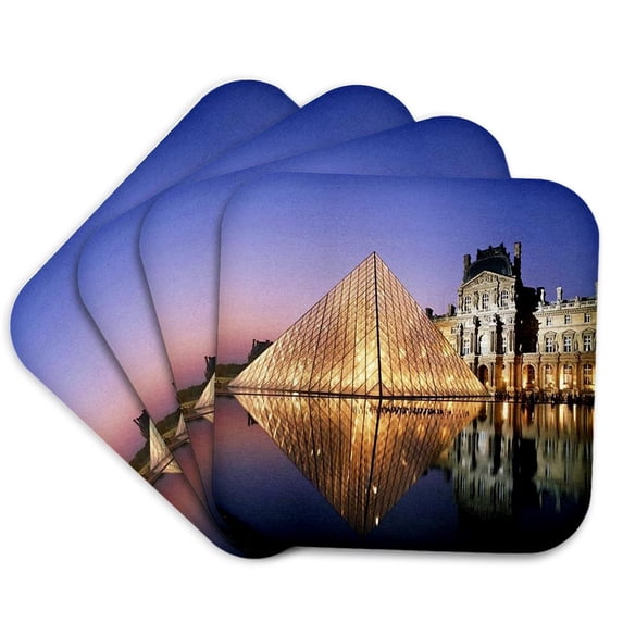 3dRose, The Louvre At Night, set of 4 Coasters - Soft