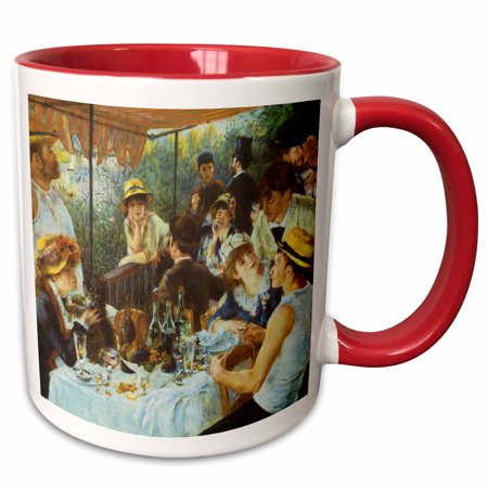 3dRose The Luncheon of the Boating Party by Pierre-Auguste Renoir - Two Tone Red Mug, 11-ounce