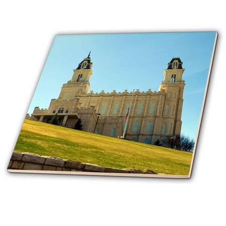 3dRose The Manti Temple for the LDS Church sitting beautifully up on a hill - Ceramic Tile, 12-inch