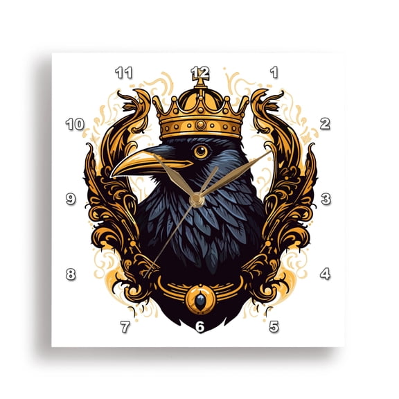 3dRose, The Royal Crow, 15x15 Wall Clock