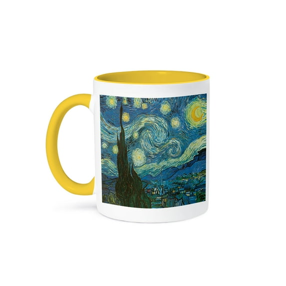 3dRose, The Starry Night by Vincent Van Gogh, 11oz Two-Tone Yellow Mug