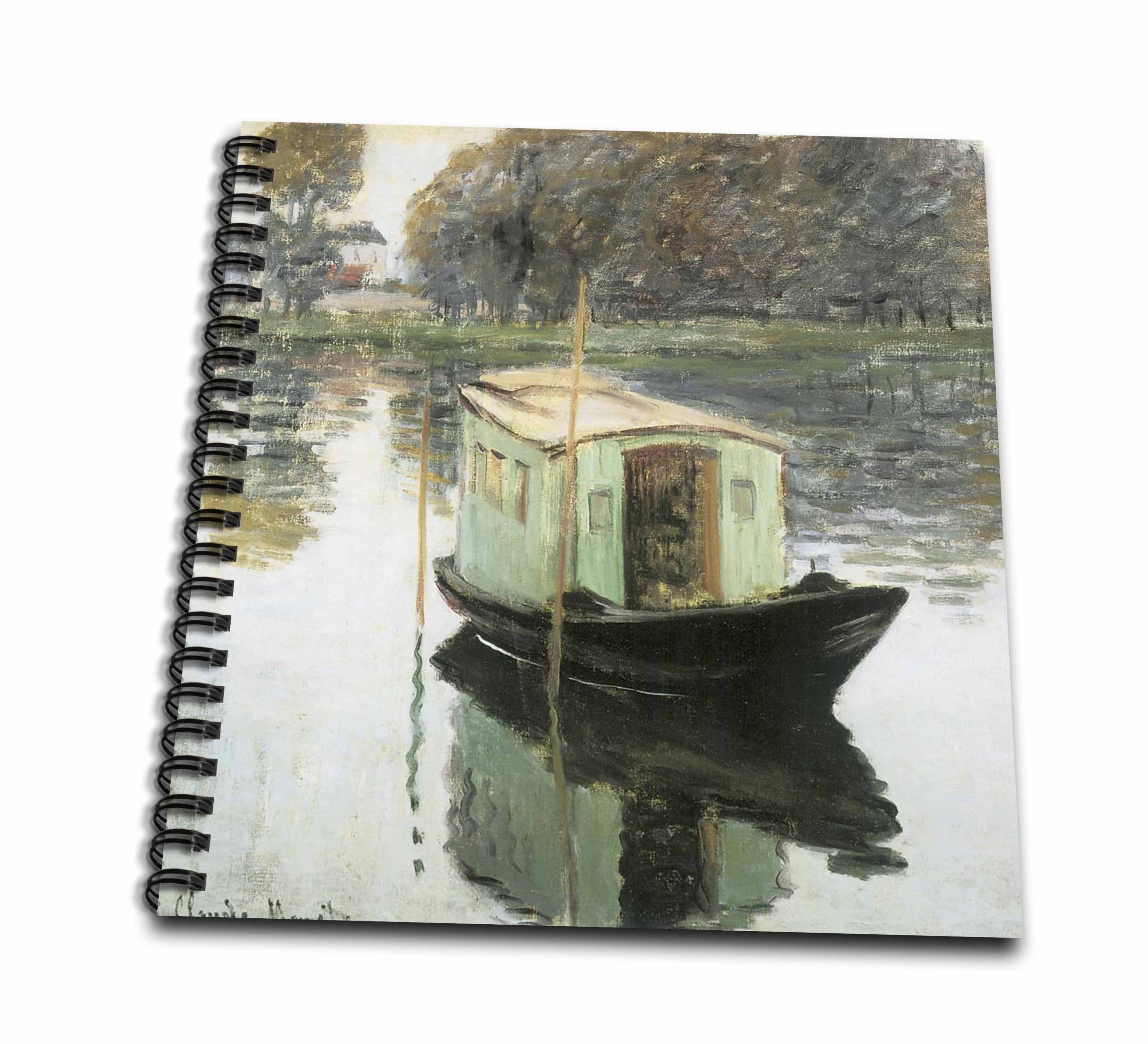 3dRose, The Studio Boat Monet vintage, Mini Notepad 4 x 4 inch