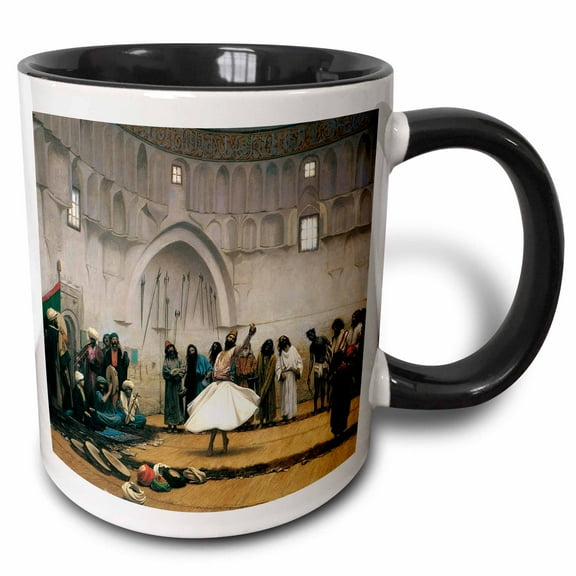 3drose, the Whirling Dervishes by Jean-leon Gerome, 11oz Two-tone Black Mug