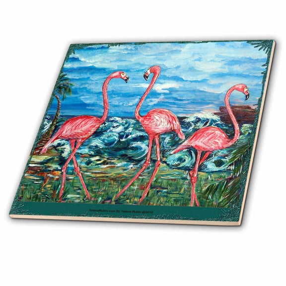 3dRose, The concept of love - bird flamingos and the subliminal heart formed by the heads, 6 Inch Ceramic Tile