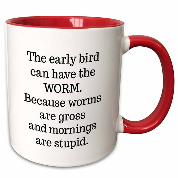 3drose, the Early Bird Can Have the Worm, 11oz Two-tone Red Mug