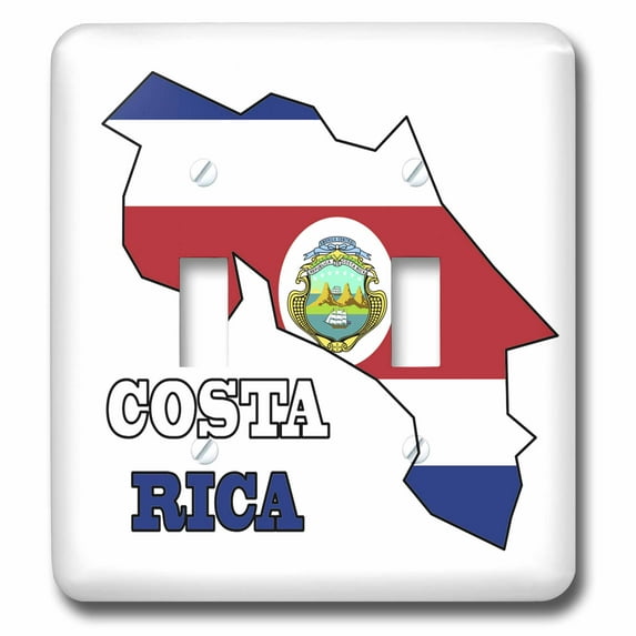 3dRose, The flag of Costa Rica in the outline map and words Costa Rica, double toggle switch