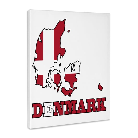 3dRose, The flag of Denmark in the outline map of the country and name, Denmark., Museum Grade Canvas Wrap 16x20