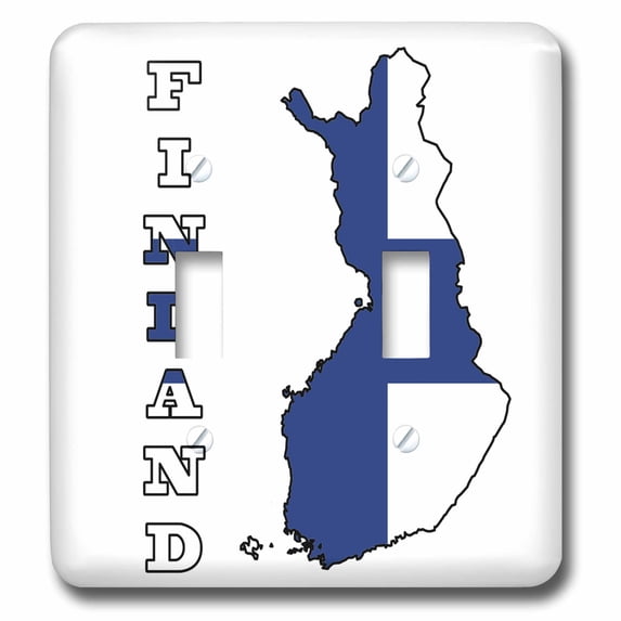 3dRose, The flag of Finland in the outline map of the country and name, Finland, double toggle switch