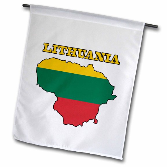 3dRose, The flag of Lithuania in the outline map of the country and name Lithuania, 12 x 18 inch Garden Flag