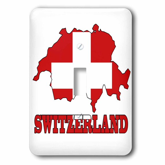 3dRose, The flag of Switzerland in the outline map of the country and name, Switzerland., single toggle switch