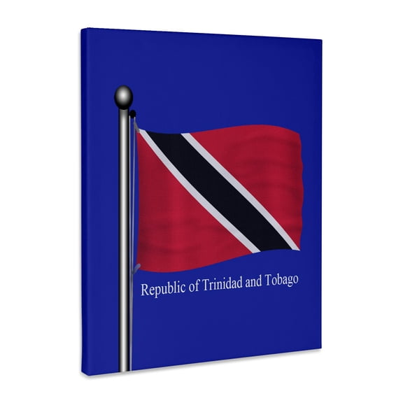 3dRose, The flag of the Republic of Trinidad and Tobago waving on a blue background, Museum Grade Canvas Wrap 11x14