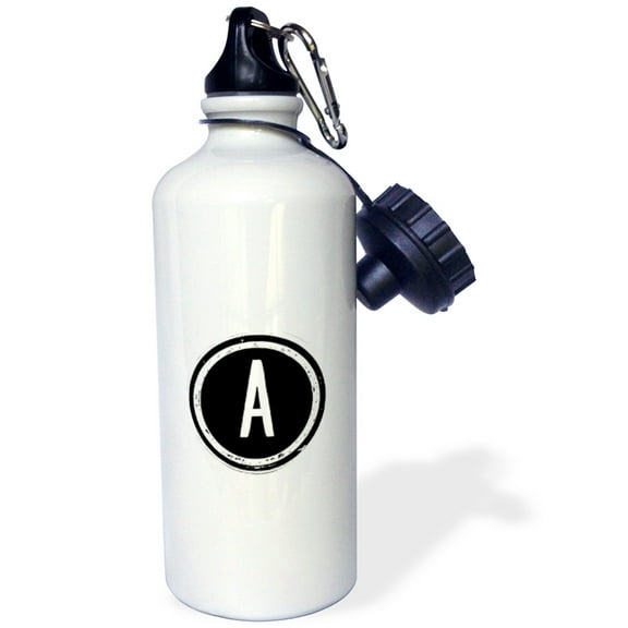 3dRose, The letter A monogram, Black letter A on white background, Flip Straw 21oz Water Bottle