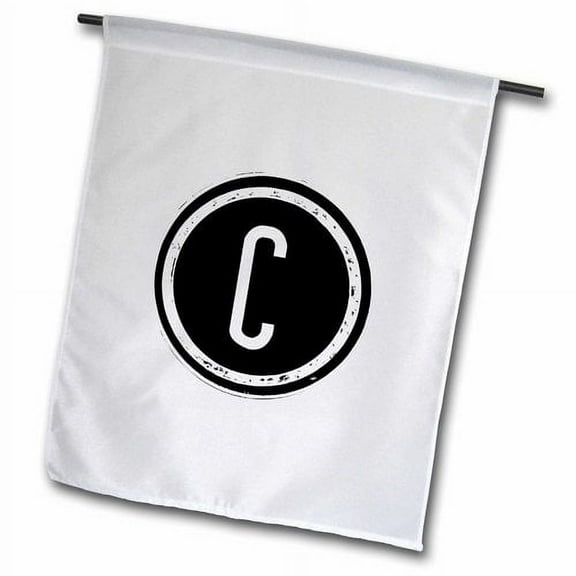 3dRose, The letter C monogram, Black letter C on white background, 12 x 18 inch Garden Flag
