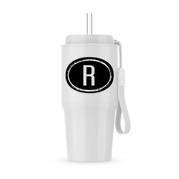 The Letter R Monogram, Black Letter R On White Background, 20oz Tumbler