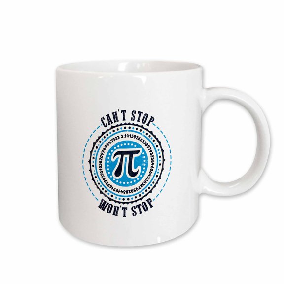3drose, the Number Pi Design of Black and Blue. Cannot Stop, Will Not Stop, 11oz Mug