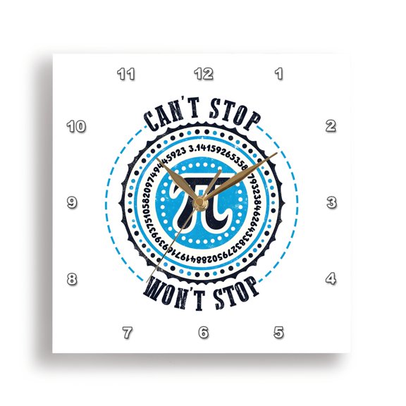 3dRose, The number Pi design of black and blue. Cannot stop, will not stop, 15x15 Wall Clock