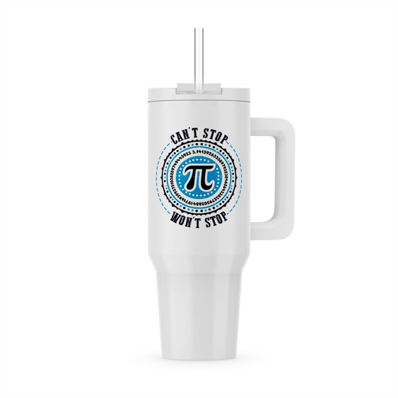 3dRose, The number Pi design of black and blue. Cannot stop, will not stop, 40oz Tumbler