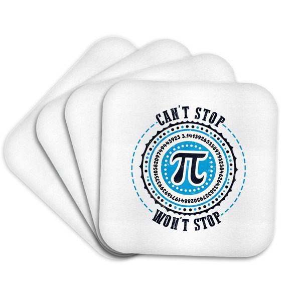 3drose, the Number Pi Design of Black and Blue. Cannot Stop, Will Not Stop, Set of 4 Coasters - Soft