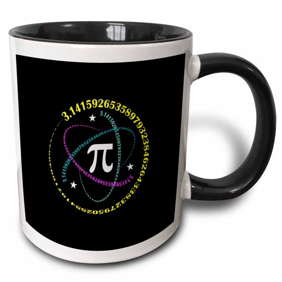 3drose, the Number Pi in the Center of the Atomic Symbol Made of Pi Digits, 11oz Two-tone Black Mug