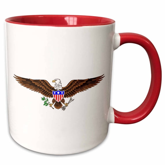 3drose, the Patriotic American Eagle Seal Symbol with the Usa Shield., 15oz Two-tone Red Mug