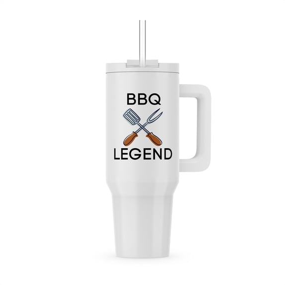 3dRose, The words BBQ Legend with a pic of barbecue tools, 40oz Tumbler