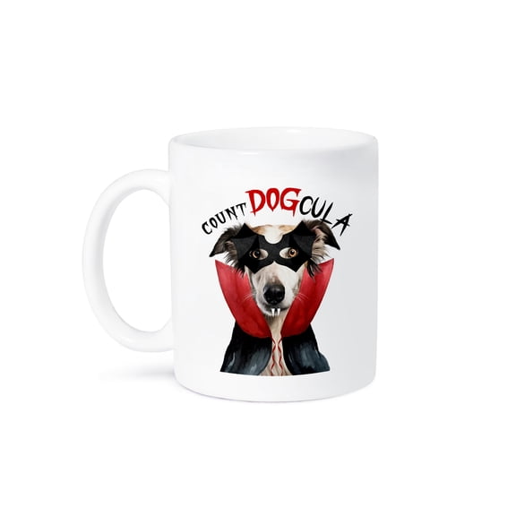 3dRose, This Borzoi dog is dressed up for Halloween as Count DOGcula., 15oz Mug