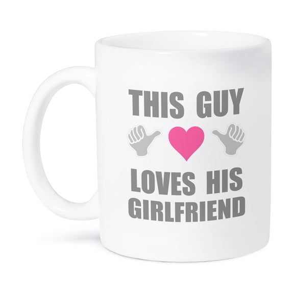 3dRose, This Guy Loves his Girlfriend - fun funny declaration of romantic love, 11oz Mug