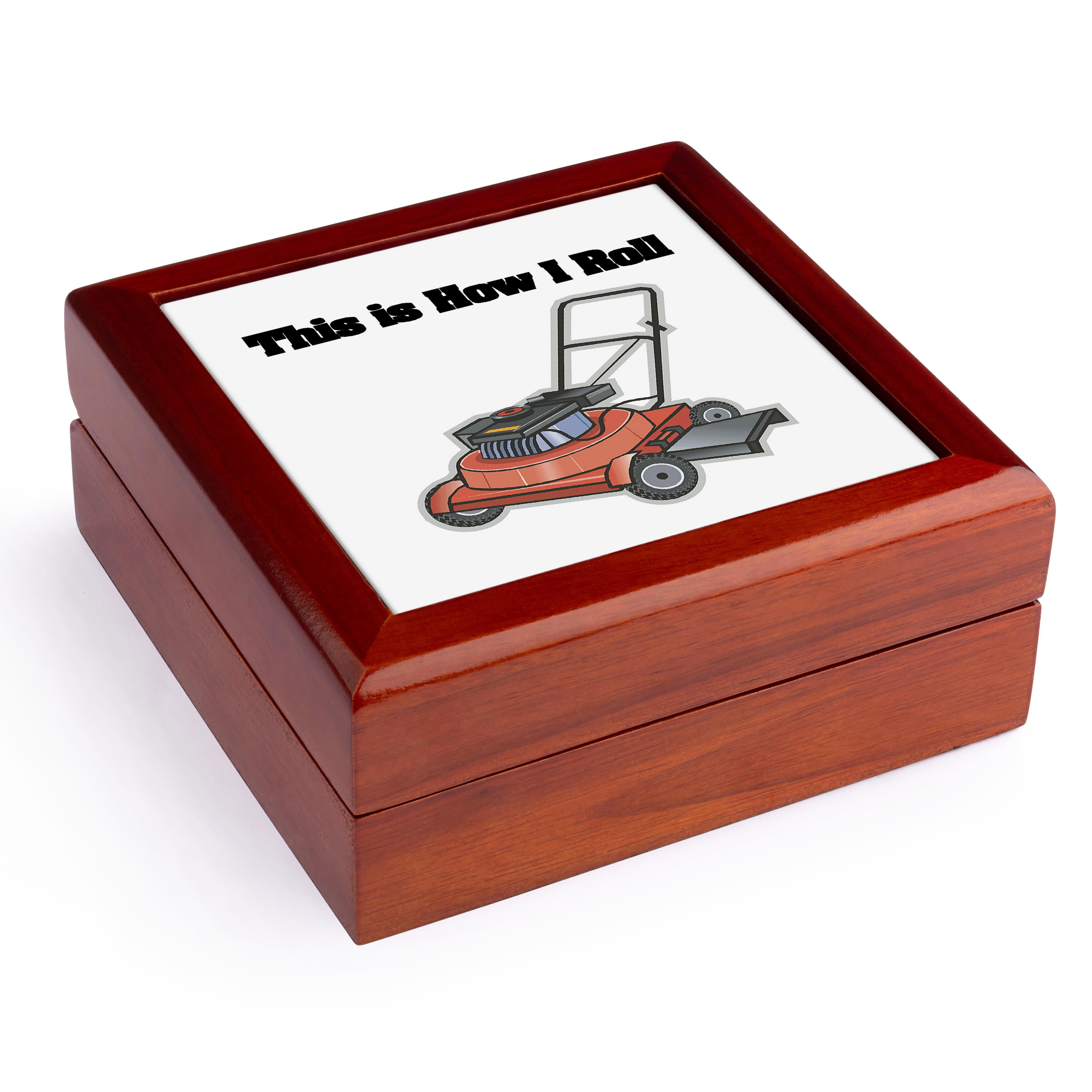 3dRose, This Is How I Roll Lawn Mower, Jewelry Box 5.5x5.5 inch with 4 inch tile