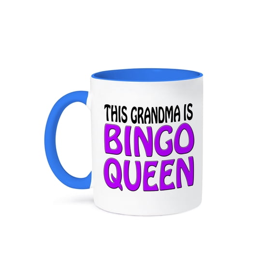 3dRose, This grandma is bingo queen, Purple,, 11oz Two-Tone Blue Mug