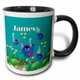 thumbnail image 1 of 3drose, This Vibrant Artwork of Fish Under the Sea Is Personalized with the Name James, 11oz Two-tone Black Mug, 1 of 6