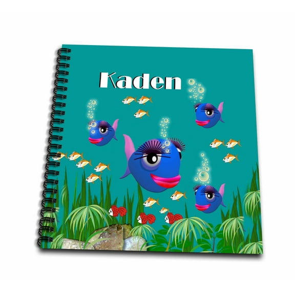 3dRose, This vibrant artwork of Fish under the sea is personalized with the name Kaden, Mini Notepad 4 x 4 inch