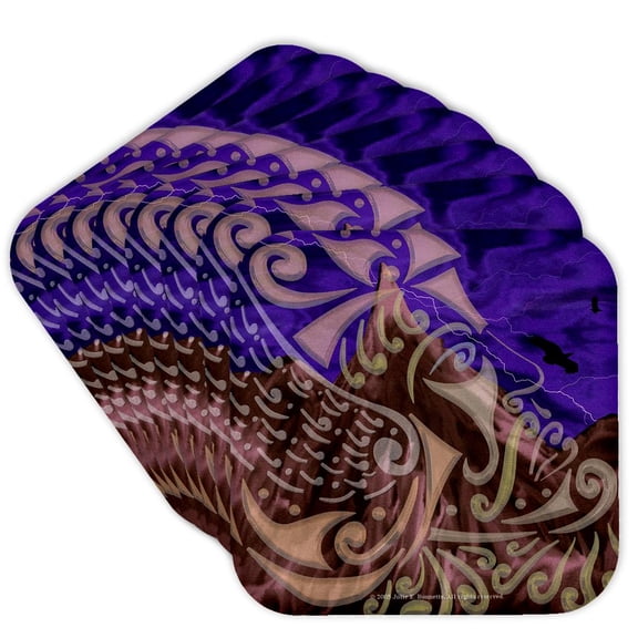 3dRose, Thor Mythology Tribal Abstract Norse Pagan Asatru, Set of 8 Coasters - Soft