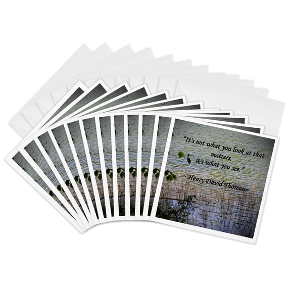 3drose, Thoreau Quote a Lake Scene Photo with a Thoreau Quote, 12 Greeting Cards with Envelopes