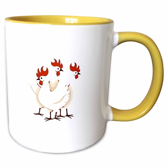 3drose, Three French Hens Retro Mid-century Cut-out, 11oz Two-tone Yellow Mug