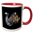 thumbnail image 1 of 3drose, Three Horse Riding with Horseshoe Equestrian, 11oz Two-tone Red Mug, 1 of 6