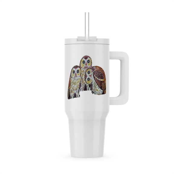 Three Large Owls Detailed Vector In Art Nouveau Style, 30oz Tumbler
