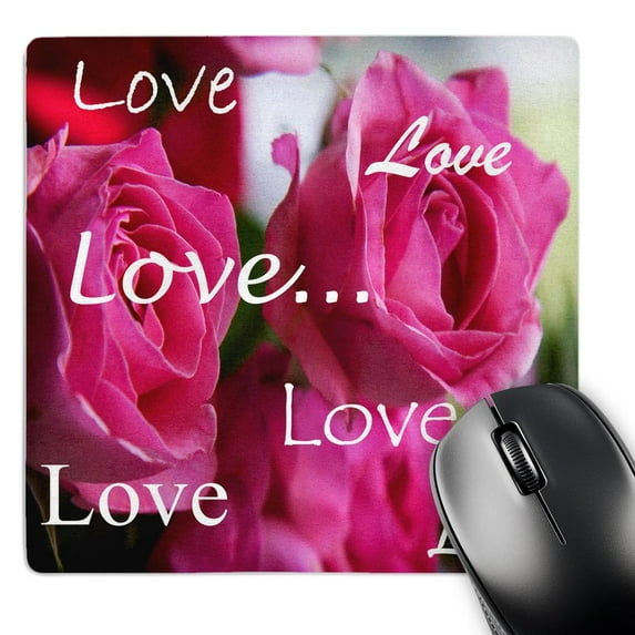3dRose, Three Pink Roses With Love, MousePad
