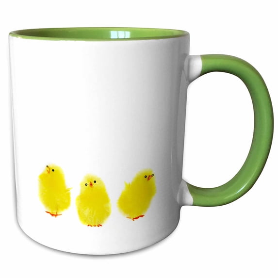 3drose, Three Little Yellow Easter Chicken Singing, 11oz Two-tone Green Mug