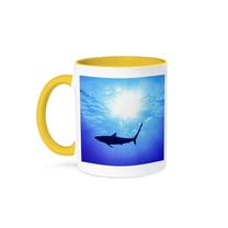 3drose, Thresher Shark Found in Open Deepwater in the Bahamas, 15oz Two-tone Yellow Mug