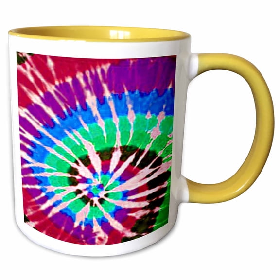 3drose, Tie Dye Art 5, 15oz Two-tone Yellow Mug
