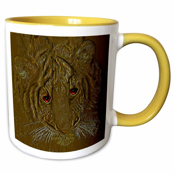 3drose, Tiger, 11oz Two-tone Yellow Mug