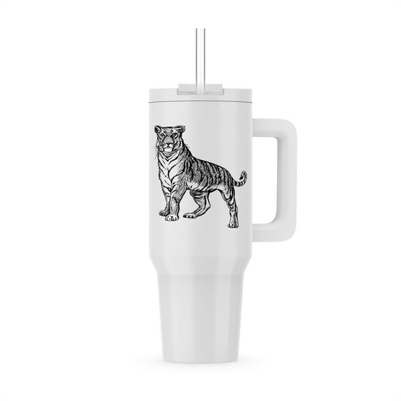 Tiger Line Art Graphite Pencil Drawing, 40oz Tumbler