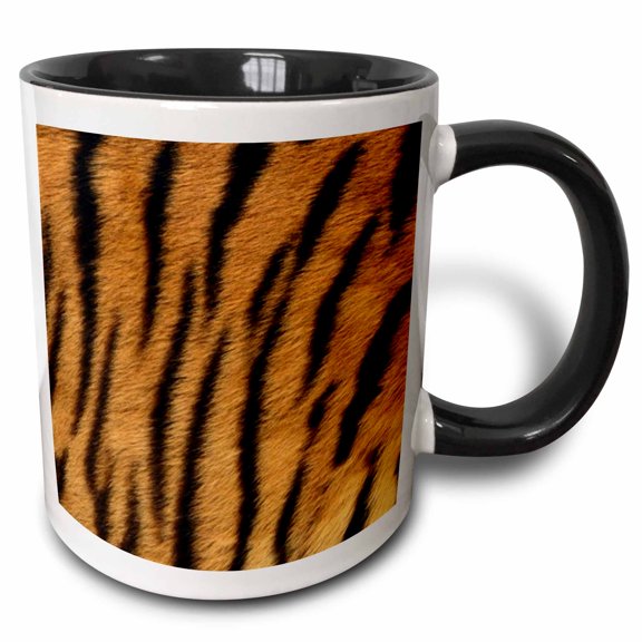 3drose, Tiger Print, 11oz Two-tone Black Mug