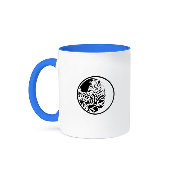 3dRose, Tiger Silhouette In Black Tribal Tattoo Style Vector Art, 15oz Two-Tone Blue Mug