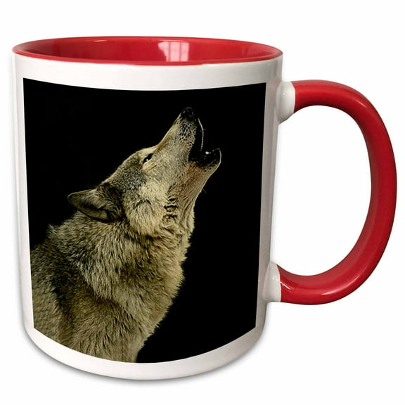 3drose, Timber Wolf, 11oz Two-tone Red Mug