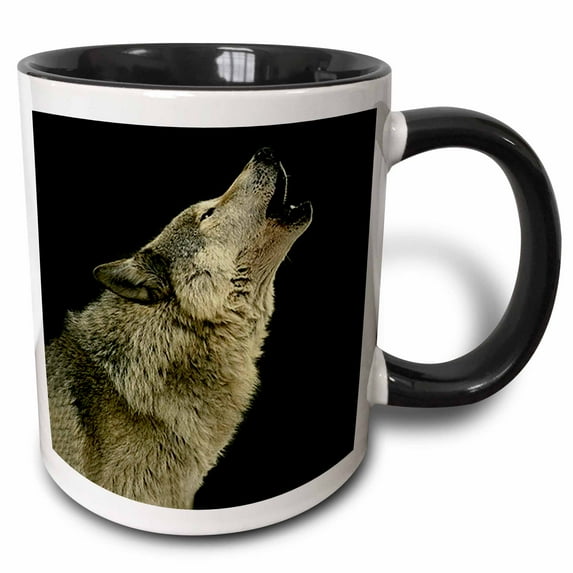 3drose, Timber Wolf, 15oz Two-tone Black Mug